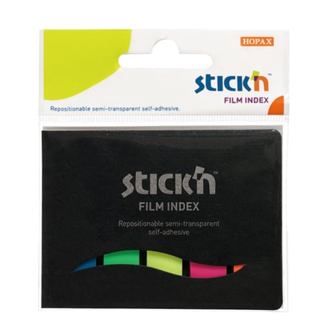 Закладки клейкие HOPAX НЕОНОВЫЕ, пластиковые, 12х45 мм, 5 цветов х 25 листов, в обложке, европодвес, 21076 121626