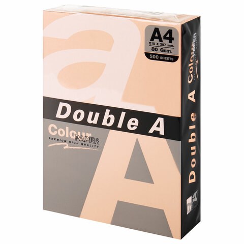 Бумага цветная DOUBLE A, А4, 80 г/м2, 500 л., пастель, светло-оранжевая 115117