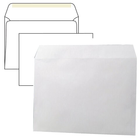 Конверты С4 (229х324 мм), клей, 90 г/м2, КОМПЛЕКТ 250 шт., внутренняя запечатка, 71205, С4НКР-250 112177