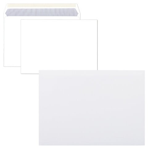 Конверты С4 (229х324 мм), клей, 90 г/м2, КОМПЛЕКТ 50 шт., внутренняя запечатка, STAFF, 116571 116571