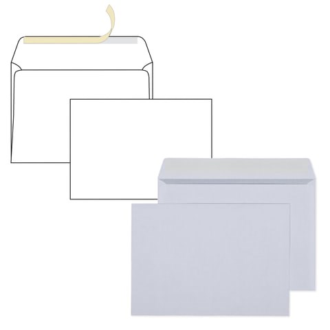 Конверты С5 (162х229 мм), отрывная лента, 80 г/м2, КОМПЛЕКТ 1000 шт., внутренняя запечатка, С5.01С 128289