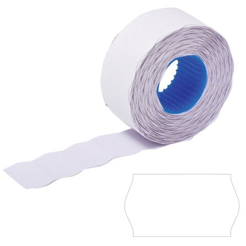 Этикет-лента 22х12 мм, волна, белая, комплект 5 рулонов по 800 шт., BRAUBERG, 123572 123572