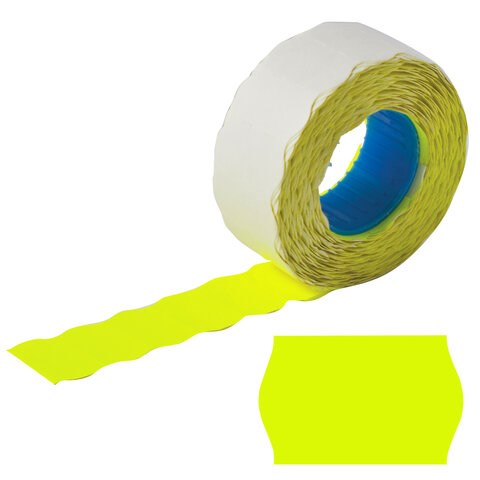 Этикет-лента 22х12 мм, волна, желтая, комплект 5 рулонов по 800 шт., BRAUBERG, 123573 123573