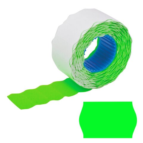 Этикет-лента 22х12 мм, волна, зеленая, комплект 5 рулонов по 800 шт., BRAUBERG, 123575 123575