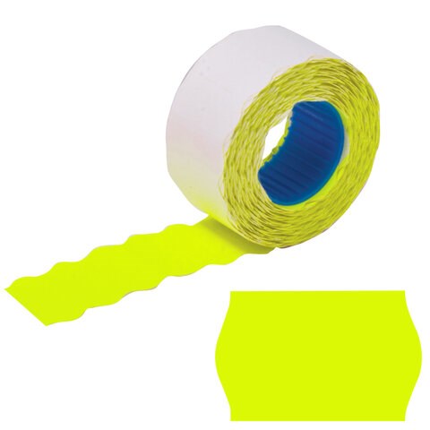 Этикет-лента 26х16 мм, волна, желтая, комплект 5 рулонов по 800 шт., BRAUBERG, 123581 123581