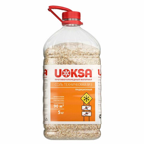 Реагент противогололёдный 5 кг, UOKSA "Соль техническая №3", ПЭТ 700196
