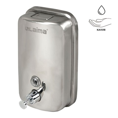 Дозатор для жидкого мыла LAIMA BASIC, 1 л, нержавеющая сталь, зеркальный, 601796 601796