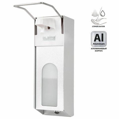 Дозатор локтевой для антисептика и мыла с замком УНИВЕРСАЛЬНЫЙ, с еврофлаконом 1 л, LAIMA, металлический, 607328, X-CL268 607328