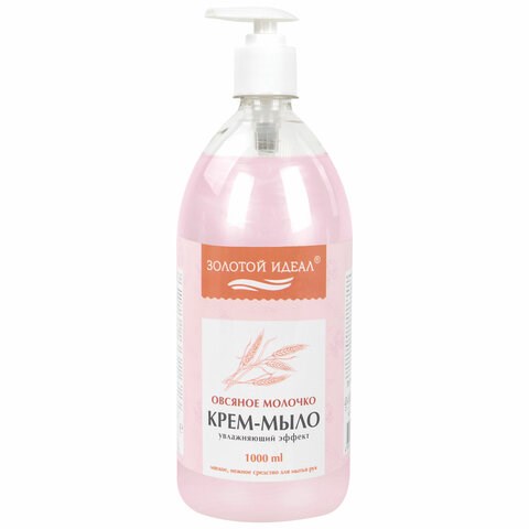 Мыло-крем жидкое 1 л, ЗОЛОТОЙ ИДЕАЛ "Овсяное молочко", дозатор, 609429 609429