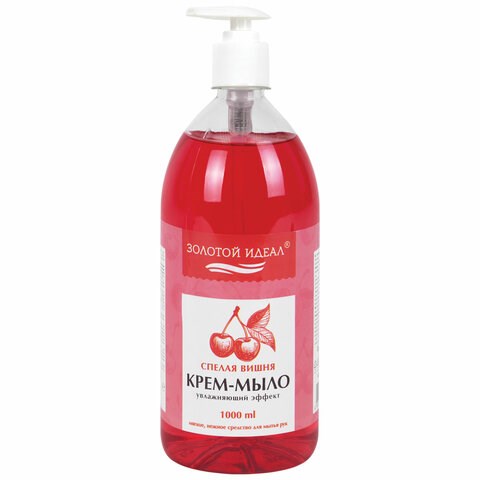 Мыло-крем жидкое 1 л, ЗОЛОТОЙ ИДЕАЛ "Спелая вишня", дозатор, 609428 609428
