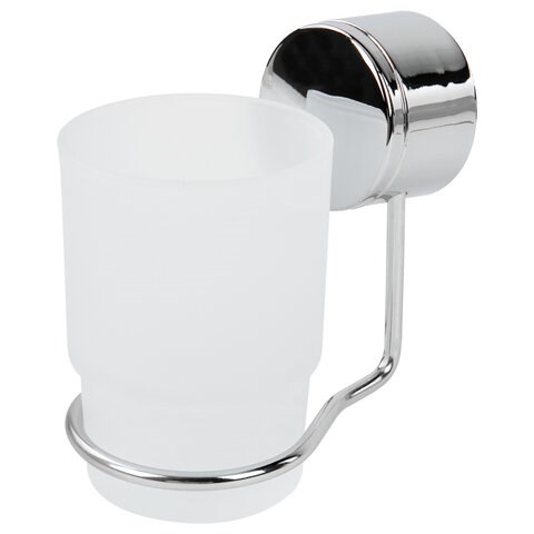 Стакан для туалетных принадлежностей LAIMA, хромированная сталь/стекло, крепление к стене, 607429 607429