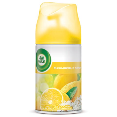 Сменный баллон 250 мл, AIRWICK "Лимон и женьшень", для автоматических освежителей, универсальный 601690