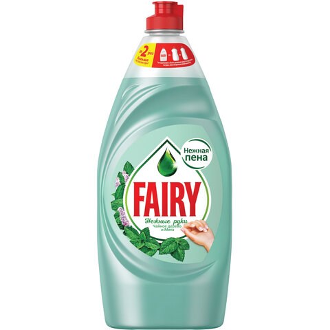 Средство для мытья посуды, 900 мл, FAIRY (Фейри) Нежные руки "Чайное дерево и мята" 603748