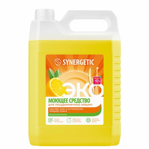 Средство для мытья посуды в посудомоечных машинах 5 л, SYNERGETIC, биоразлагаемое, ЭКО, 95 607477