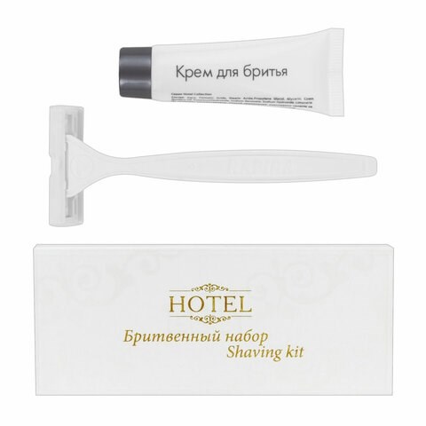 Бритвенный набор КОМПЛЕКТ 200 шт., HOTEL (крем для бритья + станок), картон, 2000121 608847