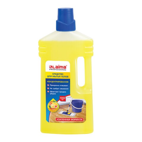 Средство для мытья пола 1 л, LAIMA PROFESSIONAL концентрат, "Цитрусовый микс", усиленная формула, 604795 604795