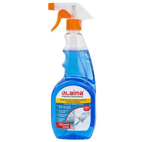 Средство для мытья стекол и зеркал 500 мл, LAIMA PROFESSIONAL, свежий озон, распылитель, 601609 601609