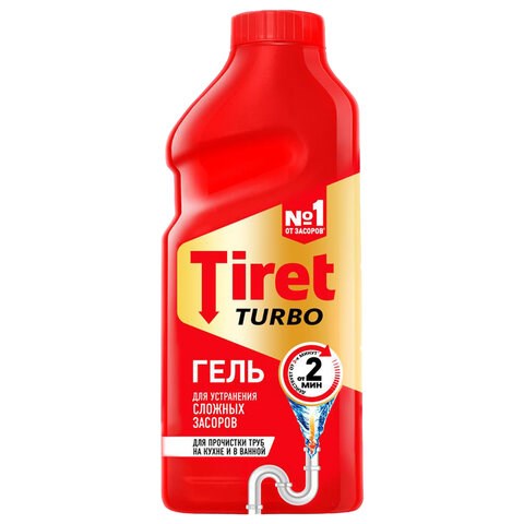 Средство для прочистки канализационных труб 500 мл, TIRET (Тирет) "Turbo", гель, 8147369 602019