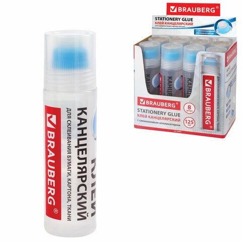Клей канцелярский BRAUBERG, 125 мл, с силиконовым аппликатором, 228403 228403