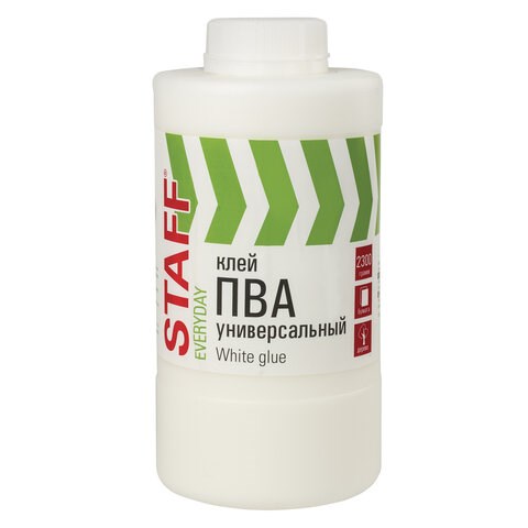 Клей ПВА универсальный 2,3 кг (бумага, картон, дерево), STAFF, 606433 606433