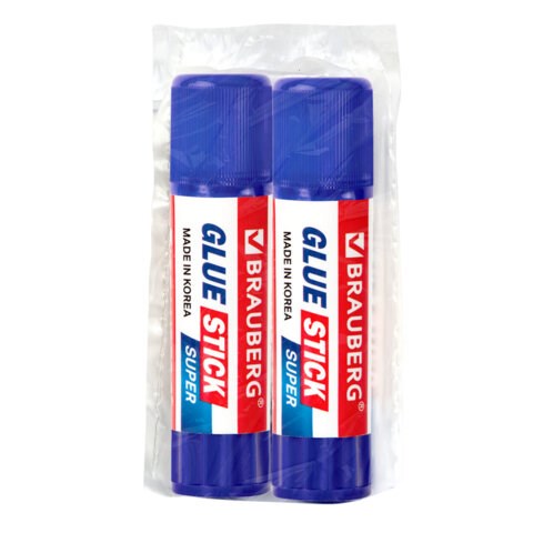 Клей-карандаш 15 г, BRAUBERG SUPER, ВЫГОДНАЯ УПАКОВКА, КОМПЛЕКТ 2 штуки в пакете, ЮЖНАЯ КОРЕЯ, 881033 881033