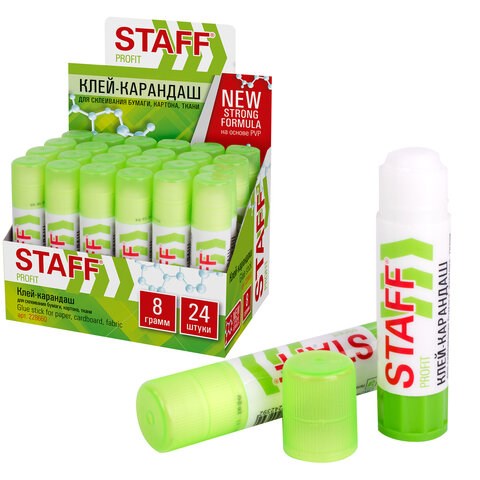 Клей-карандаш УСИЛЕННЫЙ STAFF Profit, 8 г, PVP-основа, 228660 228660