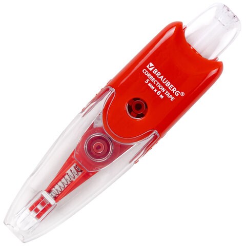 Корректирующая лента BRAUBERG "Click", 5 мм х 6 м, корпус прозрачный, автоматическая, блистер 272660