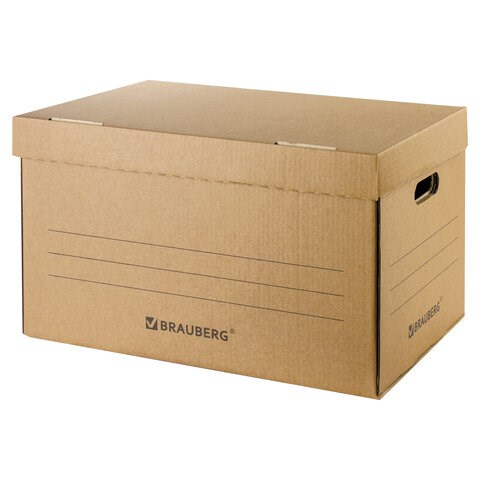 Короб архивный "Делопроизводство" (325х480х295 мм), с крышкой, гофрокартон, BRAUBERG, 126523 126523