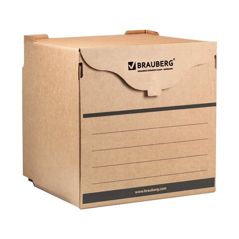 Короб архивный (330х310х340 мм) фронтальная загрузка для регистраторов/накопителей, липучка, гофрокартон, BRAUBERG, 122033 122033
