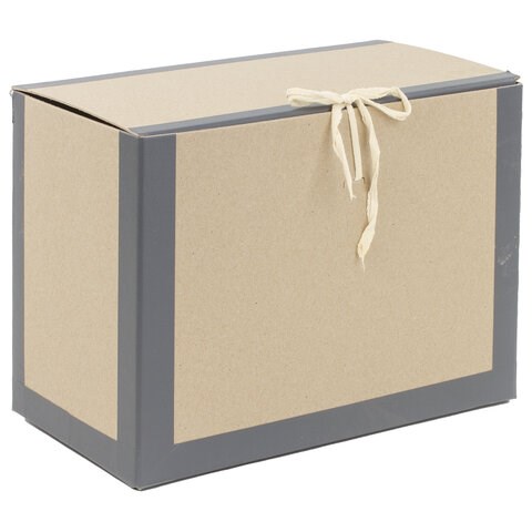 Короб архивный 180х240х330 мм, переплетный картон/бумвинил, завязки, до 1700 л., STAFF, 112160 112160