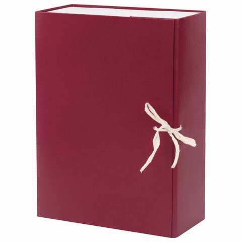 Короб архивный А4 (240х330 мм), 100 мм, 2 завязки, бумвинил, до 900 листов, бордовый, BRAUBERG, 122805 122805