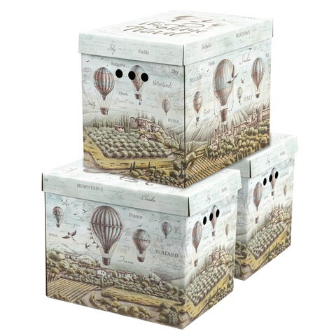 Короб для хранения из микрогофрокартона 380х280х315 мм, КОМПЛЕКТ 3 шт., 271823 271823