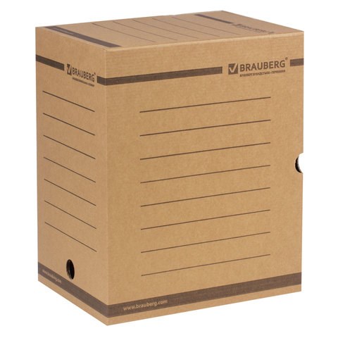 Короб архивный с клапаном А4 (260х325 мм), 200 мм, до 1800 листов, плотный, микрогофрокартон, BRAUBERG, 126510 126510
