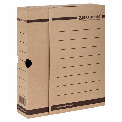 Короб архивный с клапаном А4 (260х325 мм), 75 мм, до 700 листов, плотный, микрогофрокартон, BRAUBERG, 126509 126509
