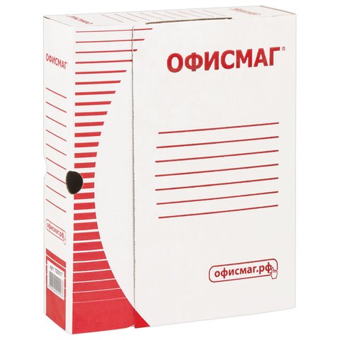 Короб архивный с клапаном А4 (260х325 мм), 75 мм, до 700 листов, плотный, микрогофрокартон, БЕЛЫЙ, ОФИСМАГ, 123017 123017