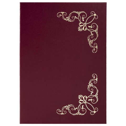 Папка адресная бумвинил с виньеткой, формат А4, бордовая, индивидуальная упаковка, STAFF "Basic", 129575 129575