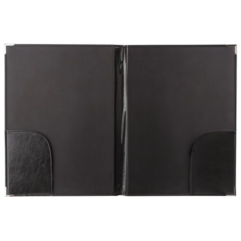 Папка адресная из кожзама без надписи, формат А4, 33х25х2 см, черная 123156