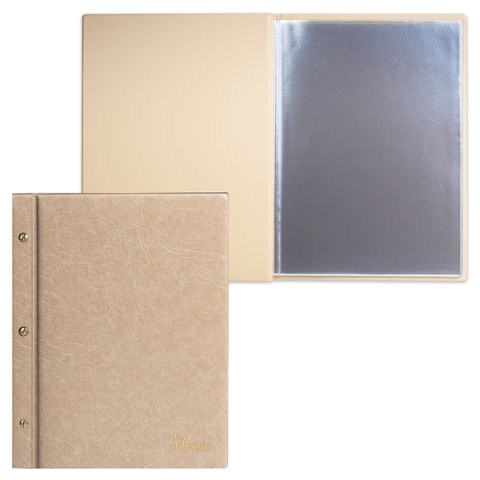 Папка "Меню" на трех винтах, с 10 файлами, 220х320 мм, бежевая, "ДПС", 2273.М-105 235627