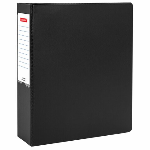 Папка на 2 кольцах, ПРОЧНАЯ, картон/ПВХ, BRAUBERG "Office", ЧЕРНАЯ, 75 мм, до 500 листов, 271846 271846