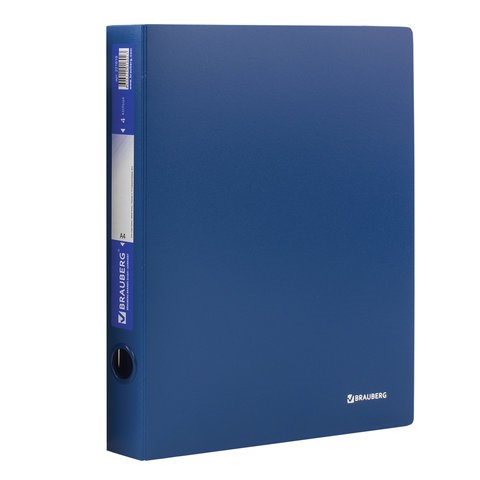 Папка на 4 кольцах BRAUBERG "Стандарт", 40 мм, синяя, до 300 листов, 0,9 мм, 221619 221619