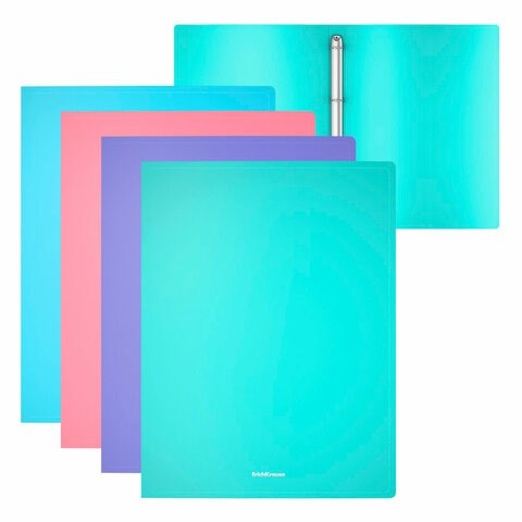 Папка на 4 кольцах ERICH KRAUSE "Diagonal Pastel", 24 мм, до 150 листов, ассорти, 0,6 мм, 49978 273972