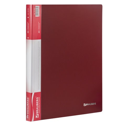 Папка 40 вкладышей BRAUBERG стандарт, красная, 0,7 мм, 221602 221602
