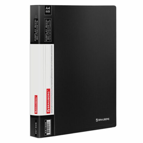 Папка 60 вкладышей BRAUBERG стандарт, черная, 0,8 мм, 221606 221606