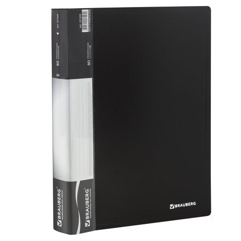 Папка 80 вкладышей BRAUBERG стандарт, черная, 0,9 мм, 221608 221608