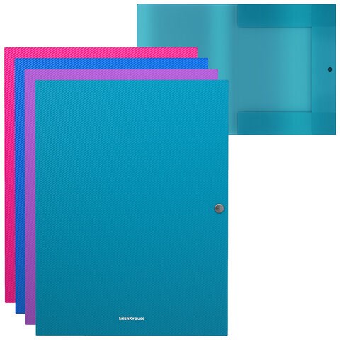 Папка на кнопке пластиковая ERICH KRAUSE Diagonal Vivid, с 3 клапанами, 500 мкм, A4, ассорти, 50408 271842