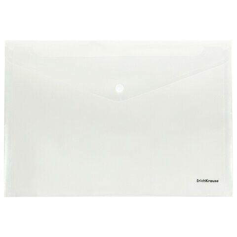 Папка-конверт с кнопкой ERICH KRAUSE "Fizzy Clear", А4, до 120 листов, прозрачная, 0,12 мм, 50172 272920