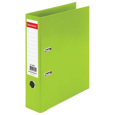 Папка-регистратор BRAUBERG "EXTRA", 75 мм, салатовая, двустороннее покрытие пластик, металлический уголок, 228576 228576
