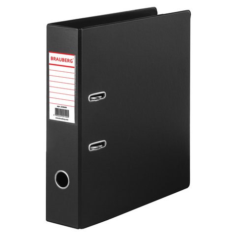 Папка-регистратор BRAUBERG с двухсторонним покрытием из ПВХ, 70 мм, черная, 222649 222649