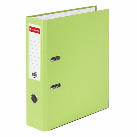 Папка-регистратор BRAUBERG с покрытием из ПВХ, 80 мм, с уголком, лайм (удвоенный срок службы), 227196 227196