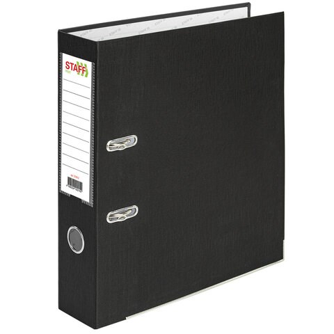 Папка-регистратор STAFF "Profit" покрытием из ПВХ, 75 мм, с уголком, черная, СЪЕМНЫЙ МЕХАНИЗМ, 272012 272012